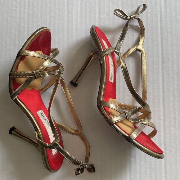Preowned Christian Lacroix Met Lea Sandals high heels with Bow Sz US 7.5 EU 38.5 - Picture 4 of 5